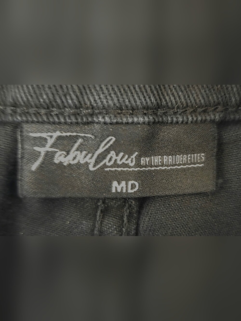 NWT FABULOUS BY THE RAIDERETTES DENIM STUDDED FRAYED SHORTS. - Picture 10 of 10